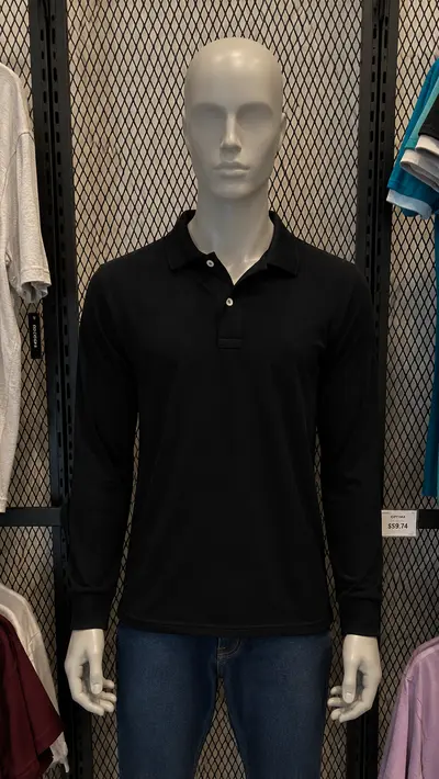 Polo Manga Larga negro Cancún